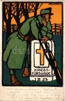 A 23. gyalogezred rokkantjai, özvegyei és árvái javára / Kriegsfürsorge IR. 23. / WWI K.u.K. 23rd Infantry Regiment charity art postcard s: Alpár (EK)