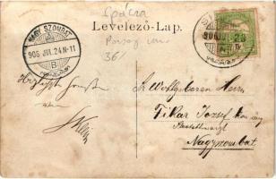 1906 Ispáca, Spácza, Spacince; utcakép házzal, csoportkép / street view, group photo (EB)