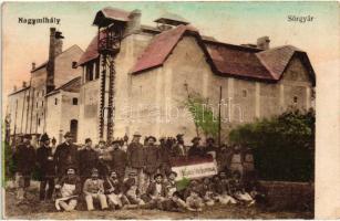 Nagymihály, Michalovce; Sörgyár dolgozók csoportképével. Nagymihályi Sörház-Részvénytársaság / brewery with workers group picture "1928 Magyar Hét" So. Stpl