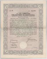 Budapest 1942. "A Magyar Királyság 3%-kal Kamatozó Törlesztéses Államadóssága" kötvény 100...
