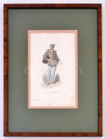 XIX: sz. eleji divat metszet igényes, üvegezett keretben / XIXth century fashion etching in glazed f...