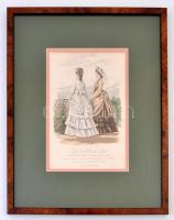XIX: sz. eleji divat metszet igényes, üvegezett keretben / XIXth century fashion etching in glazed f...
