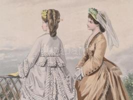 XIX: sz. eleji divat metszet igényes, üvegezett keretben / XIXth century fashion etching in glazed f...