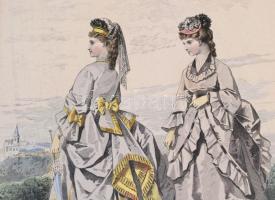 XIX: sz. eleji divat metszet igényes, üvegezett keretben / XIXth century fashion etching in glazed f...