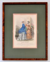 XIX: sz. eleji divat metszet igényes, üvegezett keretben / XIXth century fashion etching in glazed f...