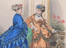 XIX: sz. eleji divat metszet igényes, üvegezett keretben / XIXth century fashion etching in glazed f...