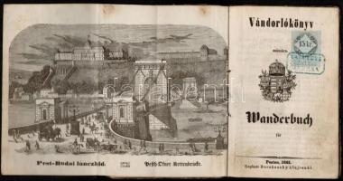 1861 Vándorlókönyv varga legény részére első lapon a Lánchíd fametszetű ábrázolásával
