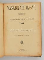 1909 A Vasárnapi Újság teljes évfolyama bekötve, kissé megviselt, festett egészvászon kötésben, belü...