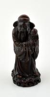 Kínai bölcs szobrocska, műgyanta, m: 12 cm