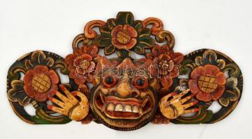 Balin készült fali maszk, kézzel festett, kis hibával, 40×21 cm