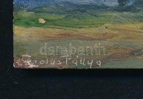 Pállya jelzéssel: Legelésző marhák. Olaj, falemez, 4,5×7,5 cm