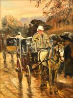 Stolz Tamás (?-): A konflis. Olaj, vászon, jelzett, keretben,  40×30 cm