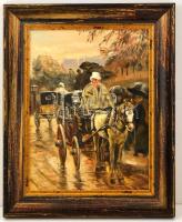 Stolz Tamás (?-): A konflis. Olaj, vászon, jelzett, keretben,  40×30 cm