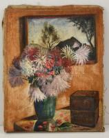 Gráber jelzéssel: Virágcsendélet. Olaj, vászon, 45×36 cm