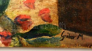 Gráber jelzéssel: Virágcsendélet. Olaj, vászon, 45×36 cm