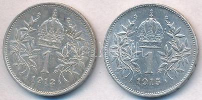 Ausztria 1913-1915. 1K Ag "Ferenc József" (2x) T:1-,2
Austria 1913-1915. 1 Corona Ag &quo...