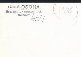 1936 Osoha László (?-?) hagyatékából 2 db pecséttel jelzett, vintage fotóművészeti alkotás, 15x22 cm...