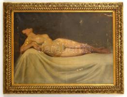 Tóth Bartók Jenő (1889-): Fekvő akt. Olaj, vászon, jelzett, sérült, keretben, 50×74 cm