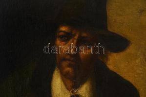 Telser jelzéssel: Kalapos férfi. Olaj, vászon, antik keretben, 78×56 cm