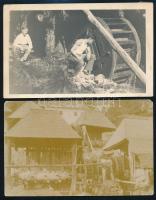 cca 1900 és 1916 Vízimalmok Erdélyben, 2 db vintage fotólap, 9x14 cm