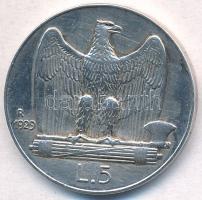 Olaszország 1929R 5L Ag "III. Viktor Emanuel" T:2 
Italy 1929R 5 Lire Ag "Vittorio E...