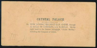 cca 1860 Egyiptomi kiállítás a londoni Kristály palotában, feliratozott színezett sztereó fénykép, 8...