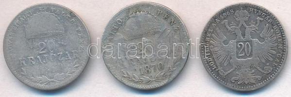 1869-1870. 20kr Ag "Ferenc József" + Ausztria 1868. 20kr Ag "Ferenc József" T:2-...