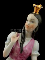 Herendi Hófehérke, kézzel festett, jelzett, apró lepattanásokkal, m: 13,5 cm