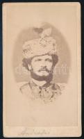 cca 1870 Gróf Andrássy Gyula (1823-1890) miniszterelnök, feliratozott, vizitkártya méretű fénykép, 10,2x6 cm