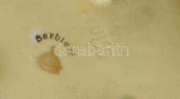 Jelzett bonbonier, matricás, kopott, d:11 cm, m:10 cm