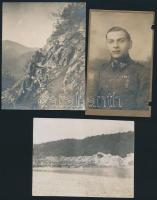 cca 1916-1918 5 db I. világháborús katonai fotó, rajta hegyivadászok, pontonhíd, csoportép, vegyes m...