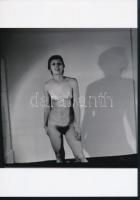 cca 1969 Lakásavató felvételek, 4 db szolidan erotikus fénykép, vintage negatívokról készült mai nag...