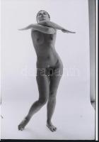 cca 1969 Lakásavató felvételek, 4 db szolidan erotikus fénykép, vintage negatívokról készült mai nag...