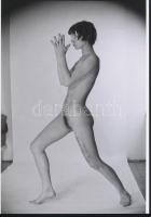 cca 1982 Virágos motívumok, 2 db szolidan erotikus fénykép, vintage negatívokról készült mai nagyítá...