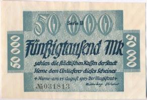 Németország / Weimari Köztársaság / Herne 1923. 50.000M szükségpénz vízjeles papíron T:II
Germany /...