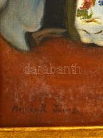 Molnár jelzéssel: Asztali csendélet. Olaj, vászon, keretben, 40×50 cm