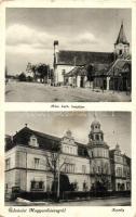 Magyardiószeg, Diószeg, Velky Diosek; utcakép, Római katolikus templom, kastély / street view, church, castle (fl)