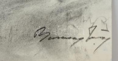 Barcsay jelzéssel: Támaszkodó férfi. Szén, papír, felcsavarva, 60×40 cm