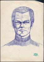 Hornyánszky hagyatéki pecsét jelzéssel: 3 db fej rajz, toll, papír, 30×20 cm