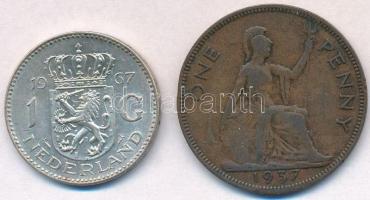 Vegyes: Hollandia 1967. 1G Ag "Julianna" + Nagy-Britannia 1937. 1p Br T:2,2-
Mixed: Nethe...