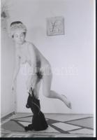 cca 1970 Nadrágban érkezett, 3 db szolidan erotikus fénykép, vintage negatívokról készült mai nagyítások, 25x18 cm / 3 erotic photos, 25x18 cm