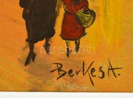 Berkes jelzéssel: Sugárút. Olaj, karton, 27×38 cm
