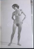 cca 1972 Lányok, asszonyok, akik élvezik a fotózást, 4 db szolidan erotikus fénykép, vintage negatívokról készült mai nagyítások, 25x18 cm / 4 erotic photos, 25x18 cm