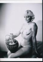 cca 1966 Tanárnő a szomszéd faluból, 3 db szolidan erotikus fénykép, vintage negatívokról készült ma...