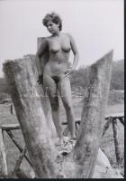 cca 1975 A favágó legkisebb leánya, 4 db szolidan erotikus fénykép, vintage negatívokról készült mai...