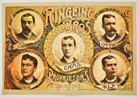 Ringling Bros cirkuszi plakát reprint, hajtott, 42,5x62 cm