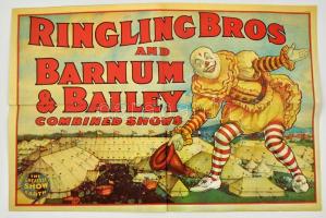 Ringling Bros and Barnum & Bailey Combined Show, cirkuszi plakát reprint, hajtott, 43×63 cm