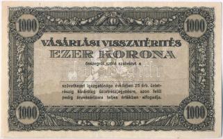 ~1920. 1000K "Vásárlási visszatérítés" kopott felülbélyegzéssel T:III