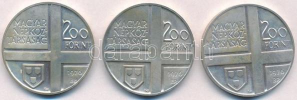 1976. 200Ft Ag (3xklf) "Festők I. / Derkovits, Szinyei, Munkácsy" sor, eredeti plombált MN...