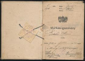 1901 Munkás igazolvány, kissé viseltes állapotban, 54 p